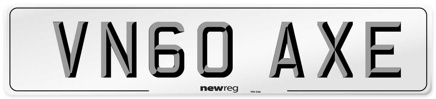 VN60 AXE Number Plate from New Reg